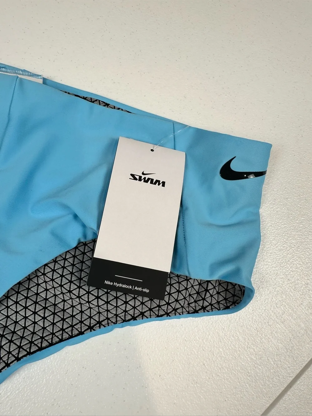 Nike Swim‎ Hydralock Cheeky Kickshort Bikini Bottom Large Blue Swoosh NWT
